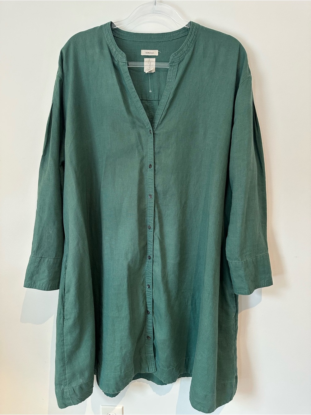JOIE relaxed sage green linen shirt dress XL